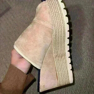 Nude wedges size 36 faux suade top
